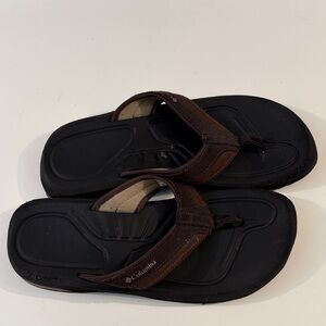 Columbia Men's Dark Brown and Black Flip-Flops